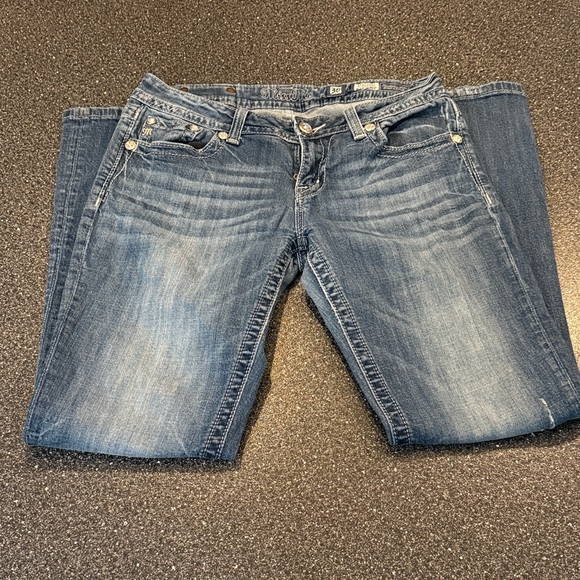 Miss Me Blue Boot Cut Jeans with Embellished Cross Design - size 30 - Picture 6 of 7